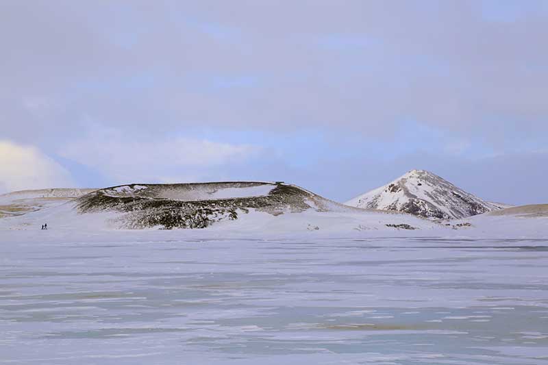 Lake Myvatn Skutustadir craters winter 