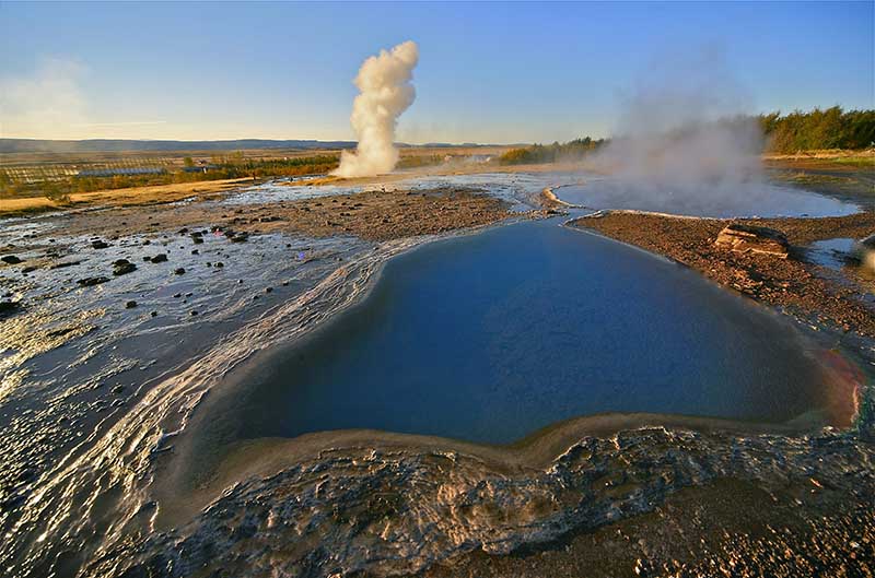 Blesi and Strokkur, Geysir area Iceland