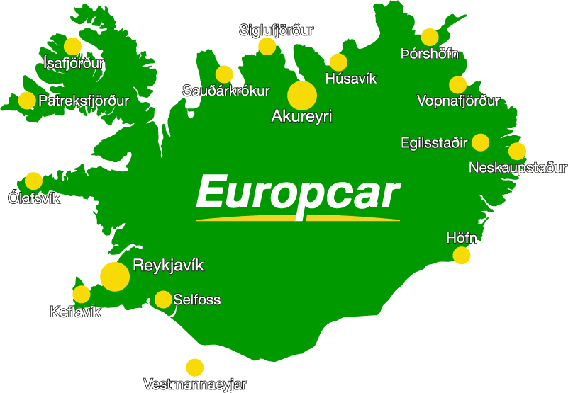 Iceland Car Rental Locations Map