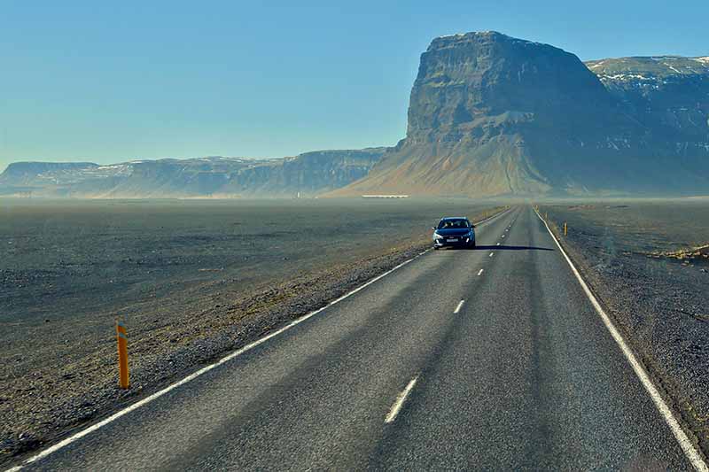 Driving to Vestrahorn on Iceland´s South Coast passing Lomagnupur
