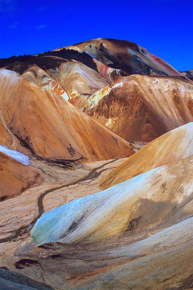 Landmannalaugar mountain view blue sky