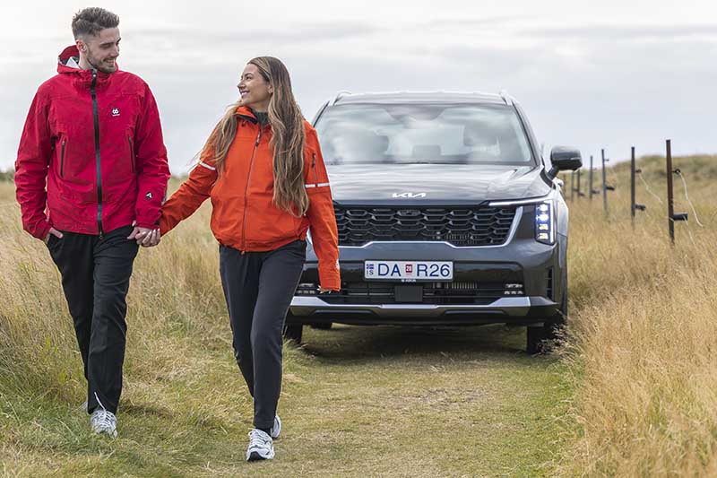 Couple and a rental SUV