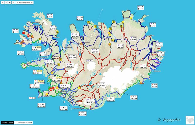 Road conditions map