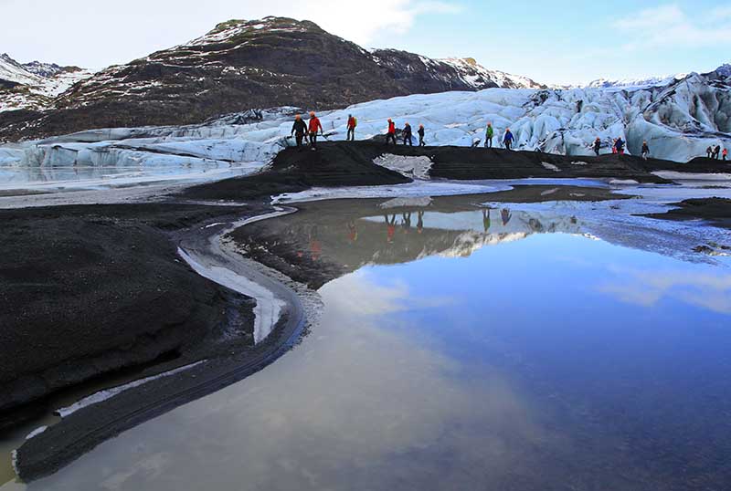 Guided glacier hikes are the most popular activity at Solheimajokull