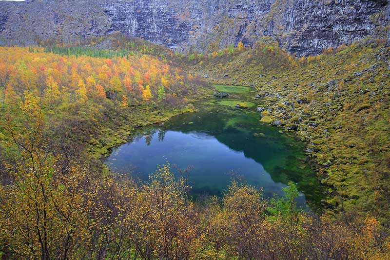 Botntjorn Pond in Asbyrgi Canyon