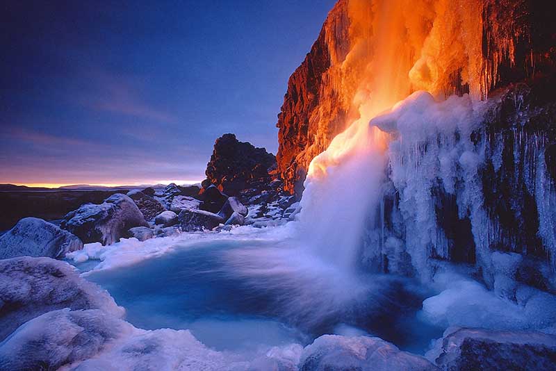 Frozen Waterfall in Iceland