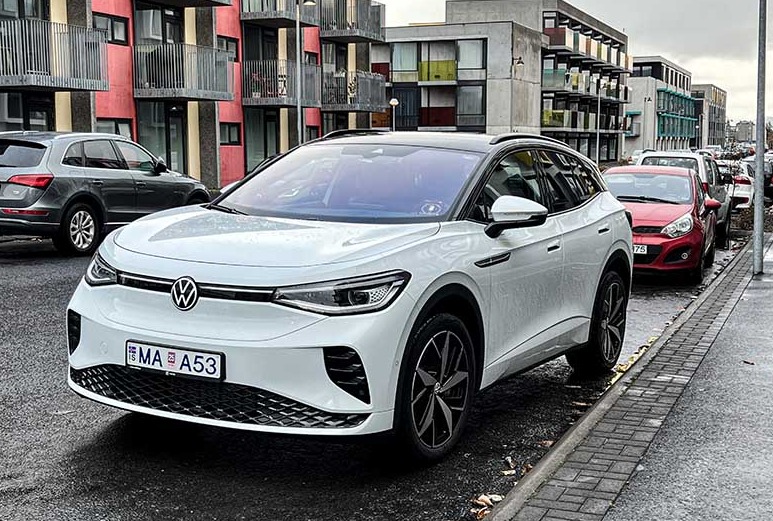Volkswagen ID4 GTX parked in Reykjavik Iceland