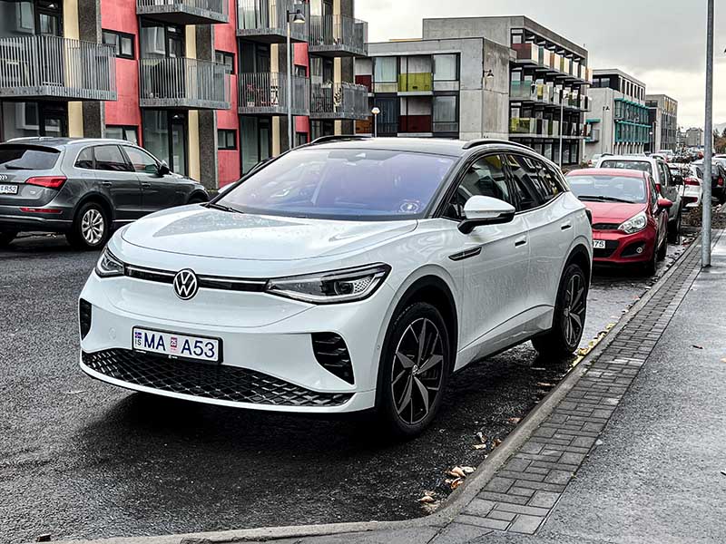Volkswagen ID4 GTX parked in Reykjavik Iceland
