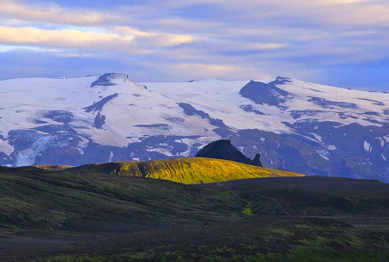 Eyjafjallajökull is a glacier-covered volcano offering stunning views
