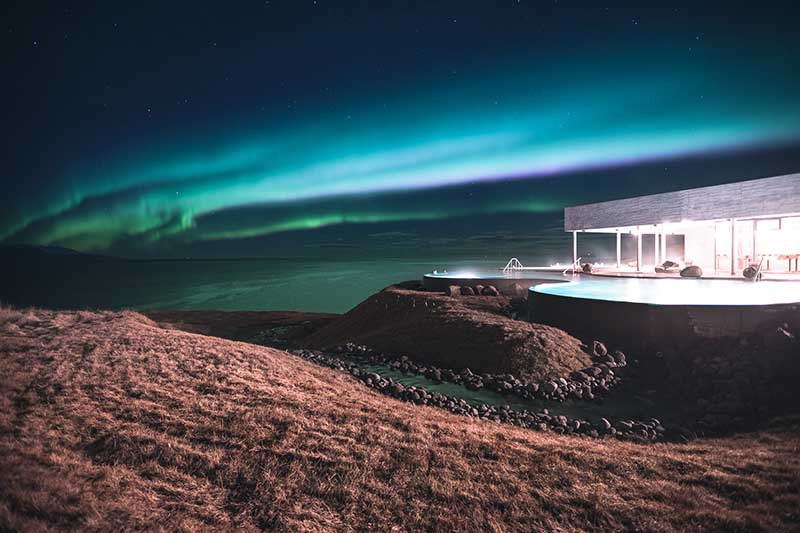 Aurora Borealis at the GeoSea Geothermal Sea Baths