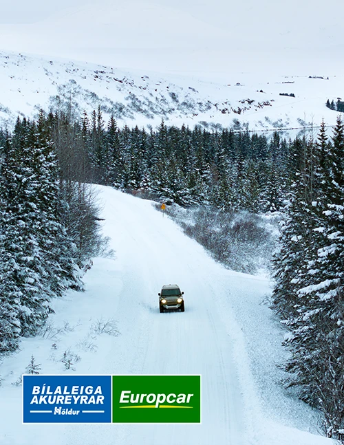Land Rover 4x4 from Holdur Car Rental driving near lagarfljot in eastern iceland