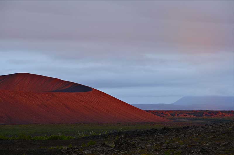 Hverfjall Crater in midnight sun