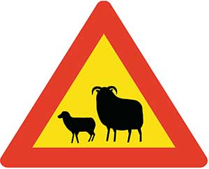 Warning Livestock on Road