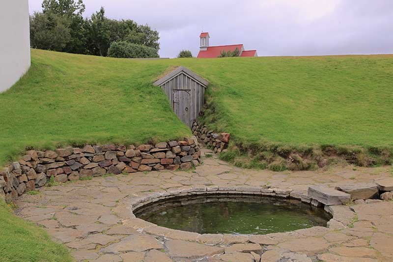 Snorralaug ancient geothermal pool in Iceland
