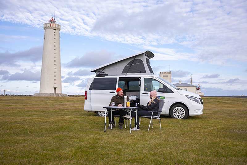 Gardskagi Lighthouse near Keflavik Airport in Iceland