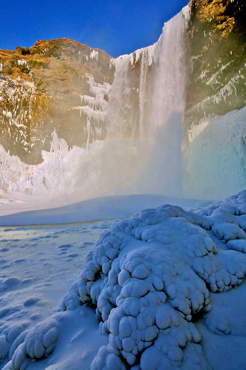 Skogarfoss Waterfall in Winter