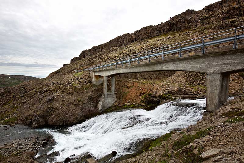 Old one-lane bridge in the Icelandic Westfjords