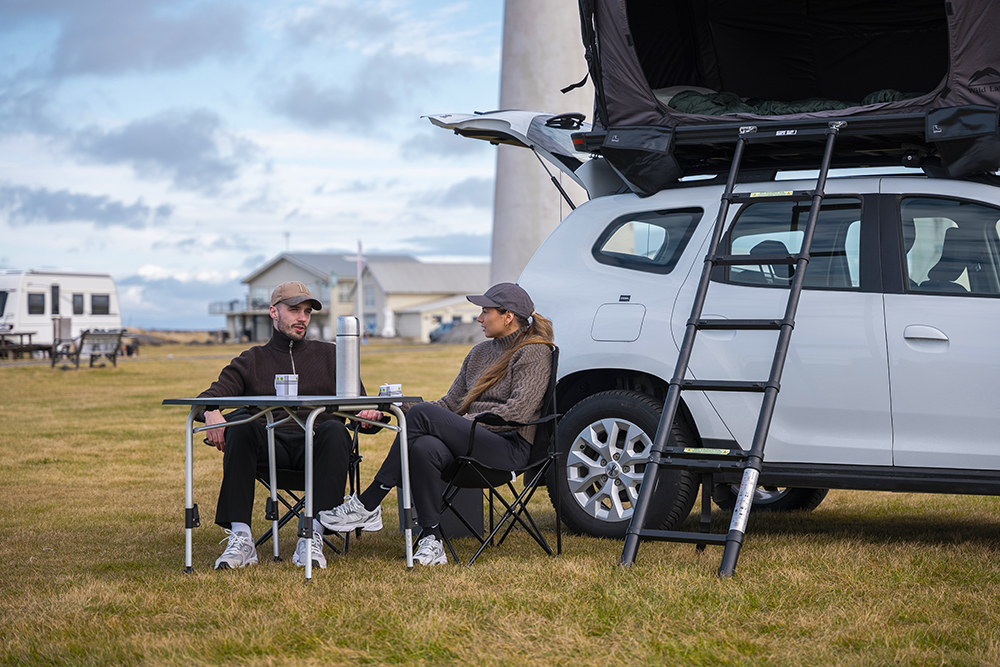 Iceland camping in July Dacia Duster 4x4 Roof tent