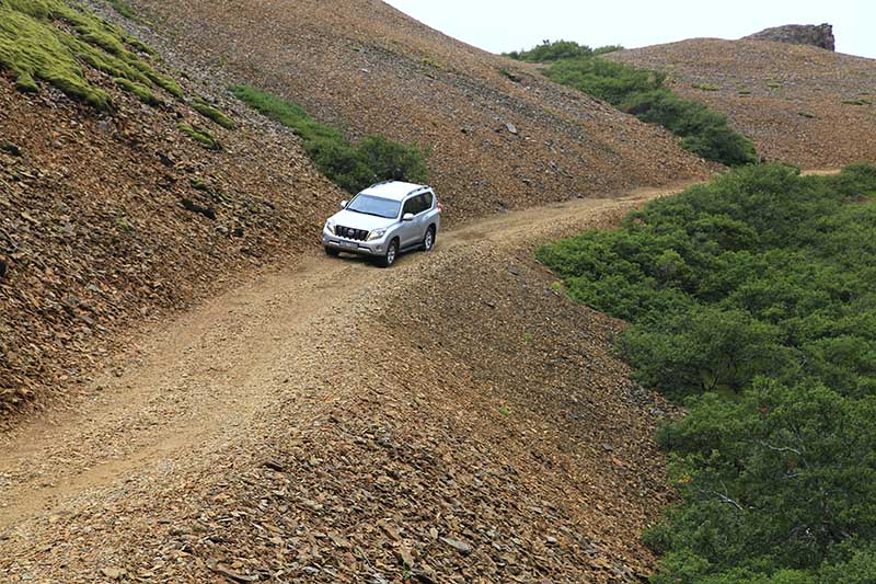 Toyota Landcruiser 4x4 on Icelandic gravel highland road
